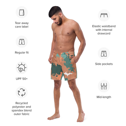 Michigan Upper Peninsula Men's Swim Trunks (w/ UP Outline) | Copper Country Camo