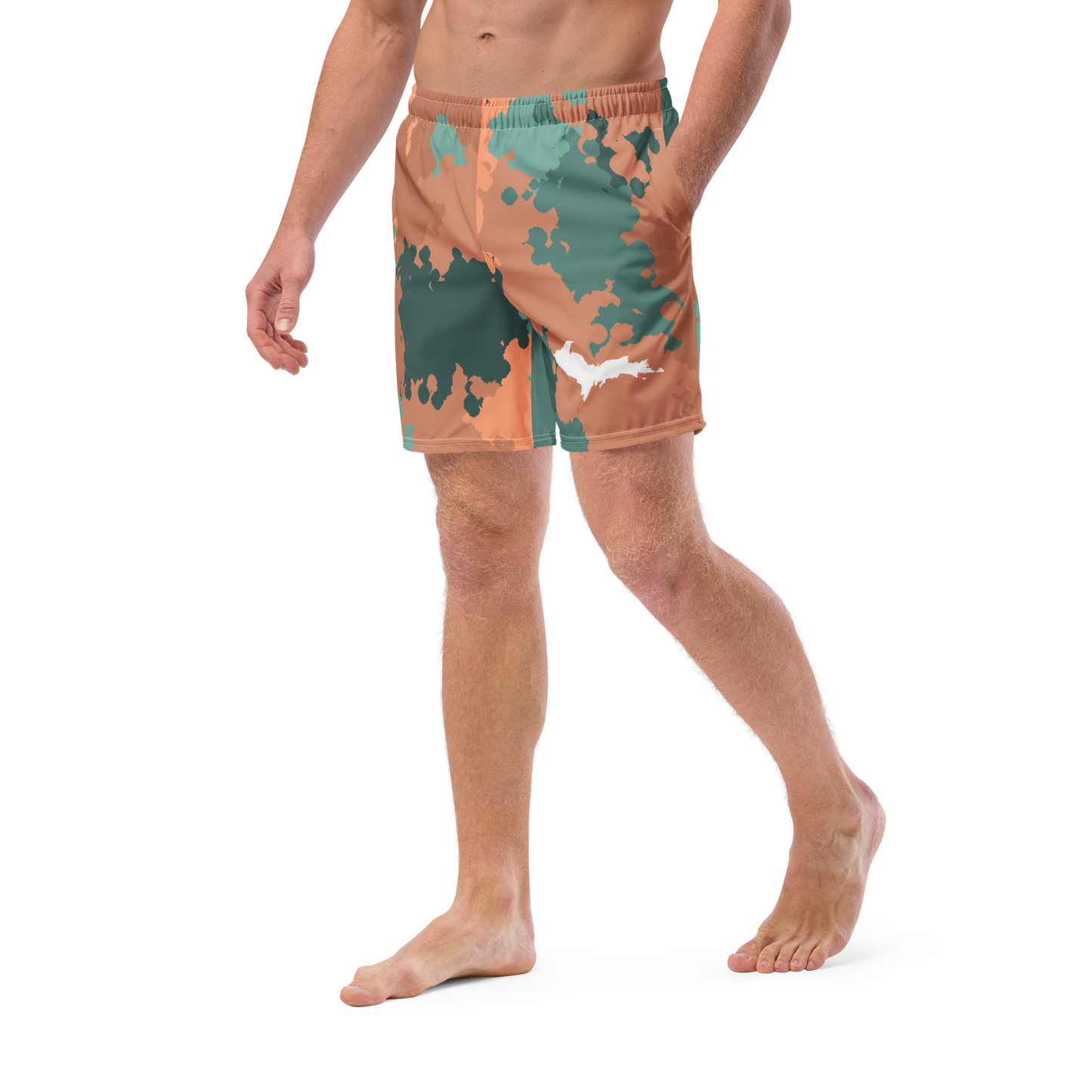 Michigan Upper Peninsula Men's Swim Trunks (w/ UP Outline) | Copper Country Camo