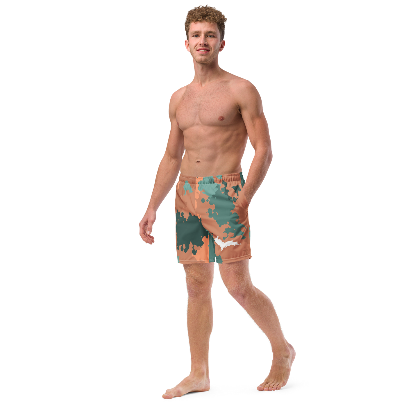 Michigan Upper Peninsula Men's Swim Trunks (w/ UP Outline) | Copper Country Camo