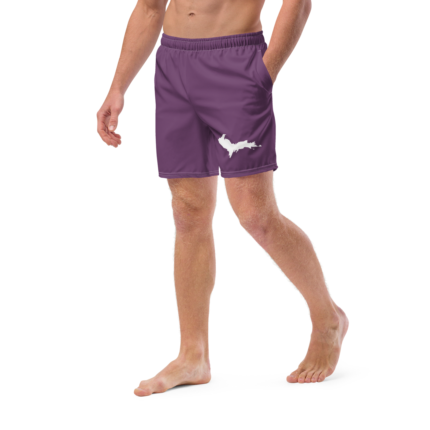 Michigan Upper Peninsula Men's Swim Trunks (w/ UP Outline) | Plum