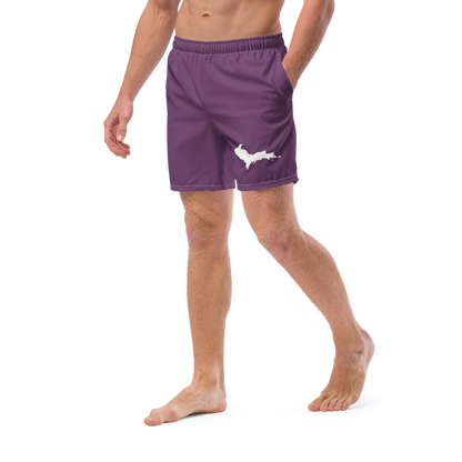 Michigan Upper Peninsula Men's Swim Trunks (w/ UP Outline) | Plum