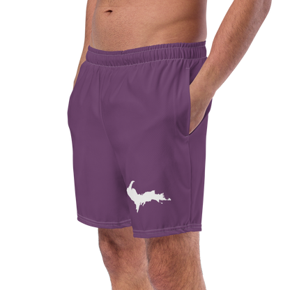 Michigan Upper Peninsula Men's Swim Trunks (w/ UP Outline) | Plum