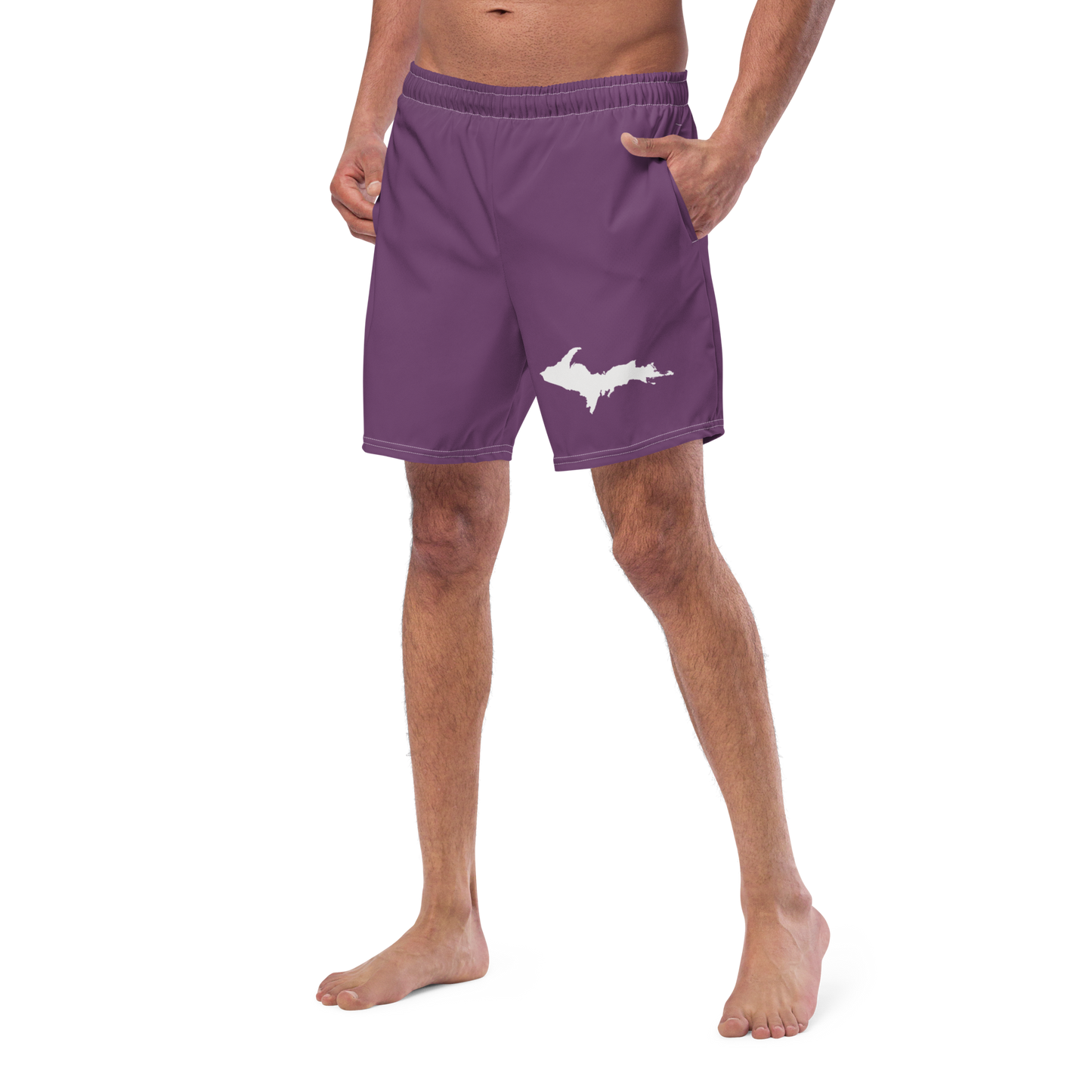 Michigan Upper Peninsula Men's Swim Trunks (w/ UP Outline) | Plum