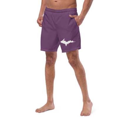 Michigan Upper Peninsula Men's Swim Trunks (w/ UP Outline) | Plum