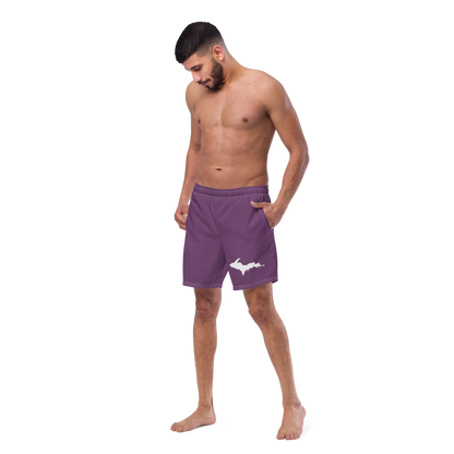 Michigan Upper Peninsula Men's Swim Trunks (w/ UP Outline) | Plum