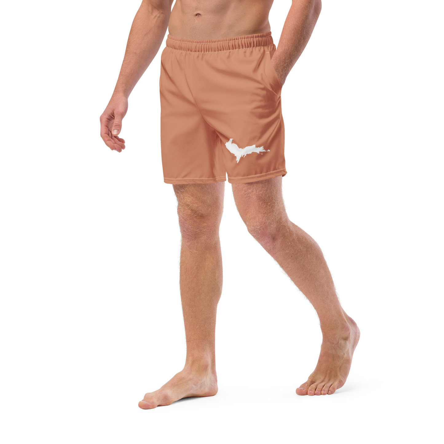 Michigan Upper Peninsula Men's Swim Trunks (w/ UP Outline) | Copper Color