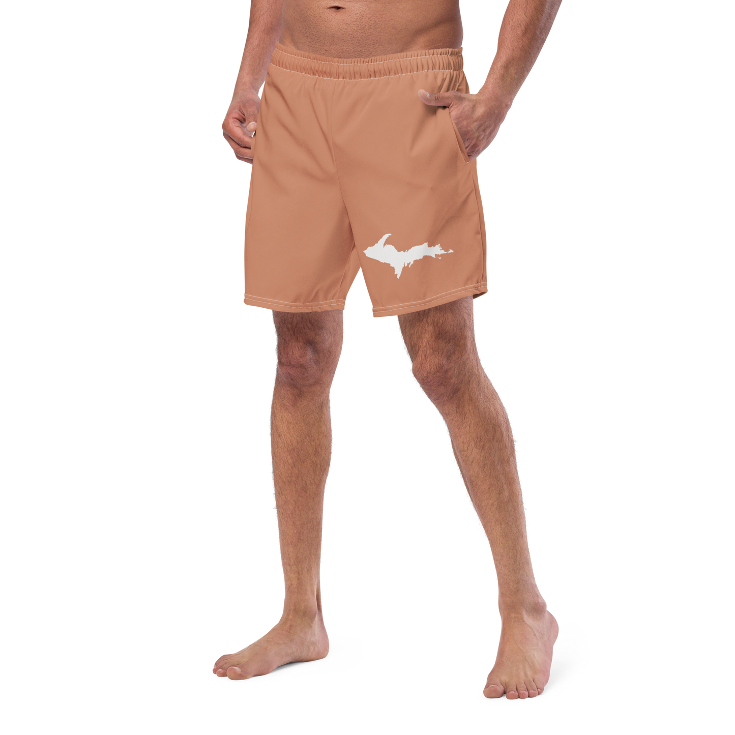 Michigan Upper Peninsula Men's Swim Trunks (w/ UP Outline) | Copper Color