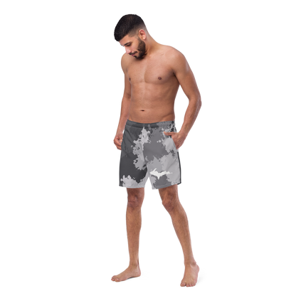 Michigan Upper Peninsula Men's Swim Trunks (w/ UP Outline) | Iron Ore Camo