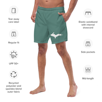 Michigan Upper Peninsula Men's Swim Trunks (w/ UP Outline) | Copper Green