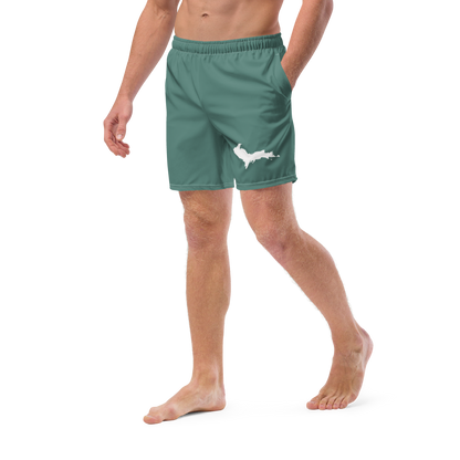 Michigan Upper Peninsula Men's Swim Trunks (w/ UP Outline) | Copper Green