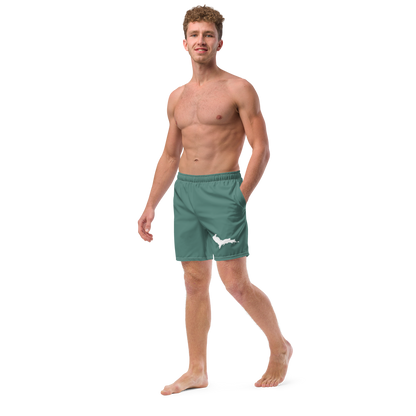 Michigan Upper Peninsula Men's Swim Trunks (w/ UP Outline) | Copper Green