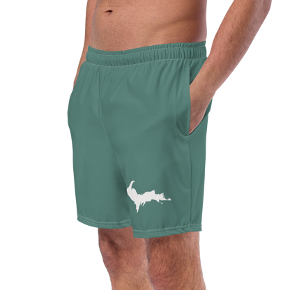 Michigan Upper Peninsula Men's Swim Trunks (w/ UP Outline) | Copper Green