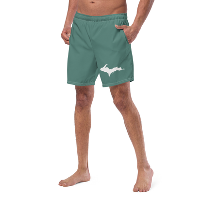 Michigan Upper Peninsula Men's Swim Trunks (w/ UP Outline) | Copper Green