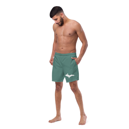 Michigan Upper Peninsula Men's Swim Trunks (w/ UP Outline) | Copper Green