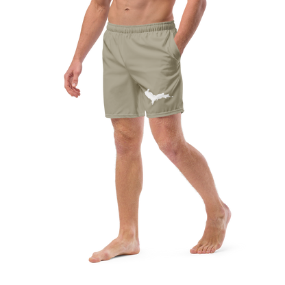 Michigan Upper Peninsula Men's Swim Trunks (w/ UP Outline) | Petoskey Stone Beige