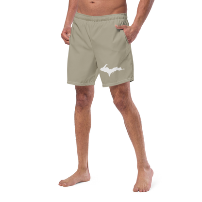 Michigan Upper Peninsula Men's Swim Trunks (w/ UP Outline) | Petoskey Stone Beige