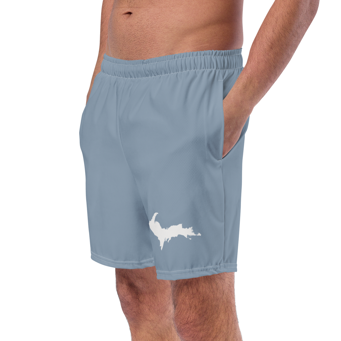 Michigan Upper Peninsula Men's Swim Trunks (w/ UP Outline ) | B-24 Grey