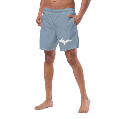 Michigan Upper Peninsula Men's Swim Trunks (w/ UP Outline ) | B-24 Grey