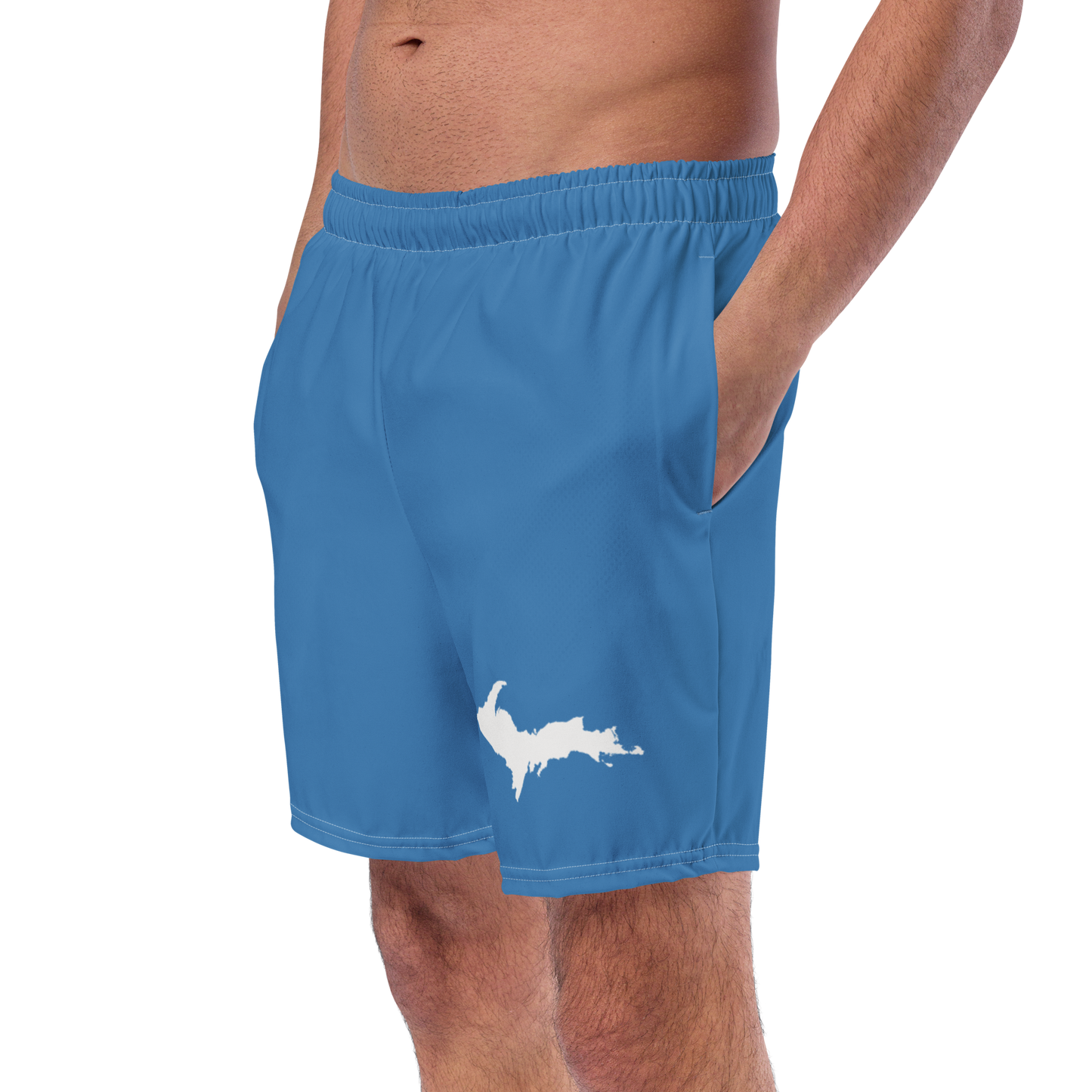 Michigan Upper Peninsula Men's Swim Trunks (w/ UP Outline ) | Lake Superior Blue