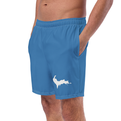 Michigan Upper Peninsula Men's Swim Trunks (w/ UP Outline ) | Lake Superior Blue