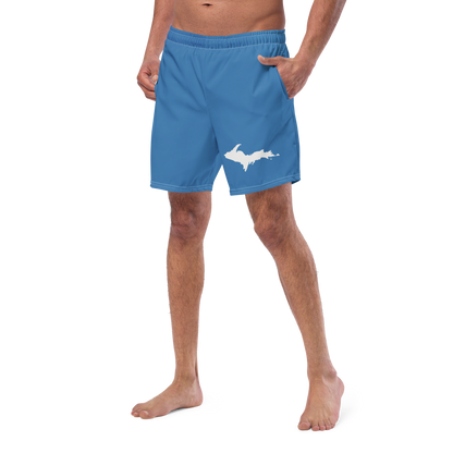 Michigan Upper Peninsula Men's Swim Trunks (w/ UP Outline ) | Lake Superior Blue