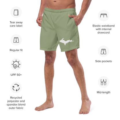 Michigan Upper Peninsula Men's Swim Trunks (w/ UP Outline ) | Beachgrass Green