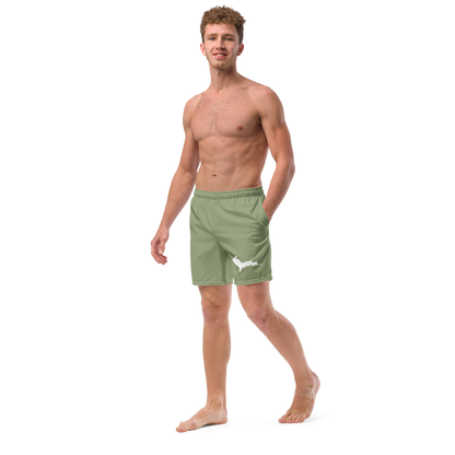 Michigan Upper Peninsula Men's Swim Trunks (w/ UP Outline ) | Beachgrass Green