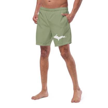 Michigan Upper Peninsula Men's Swim Trunks (w/ UP Outline ) | Beachgrass Green