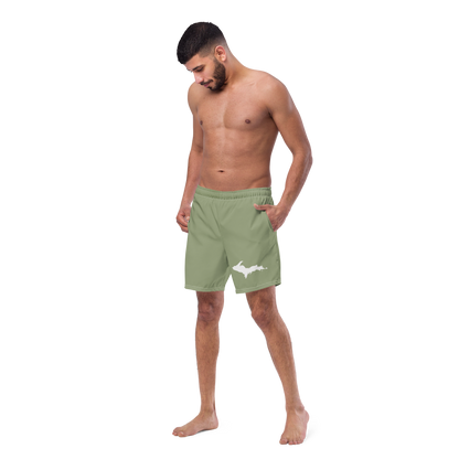 Michigan Upper Peninsula Men's Swim Trunks (w/ UP Outline ) | Beachgrass Green