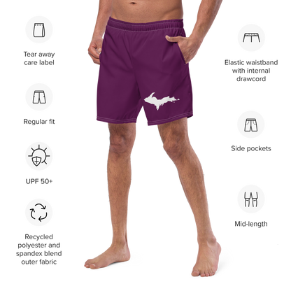 Michigan Upper Peninsula Men's Swim Trunks (w/ UP Outline ) | Tyrian Purple