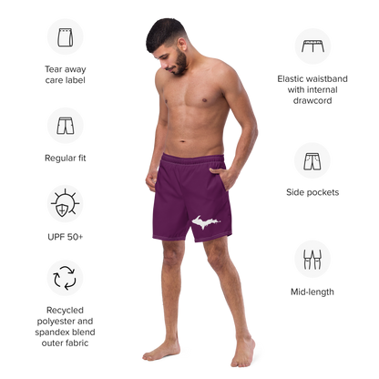 Michigan Upper Peninsula Men's Swim Trunks (w/ UP Outline ) | Tyrian Purple