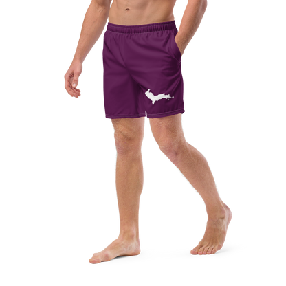 Michigan Upper Peninsula Men's Swim Trunks (w/ UP Outline ) | Tyrian Purple