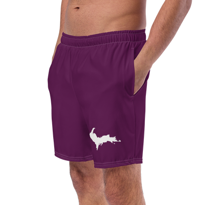 Michigan Upper Peninsula Men's Swim Trunks (w/ UP Outline ) | Tyrian Purple