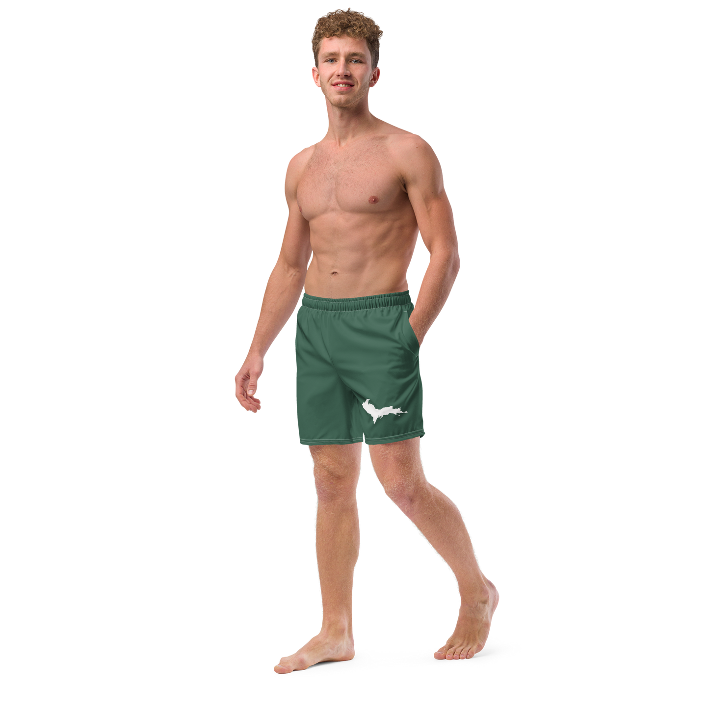 Michigan Upper Peninsula Men's Swim Trunks (w/ UP Outline ) | Ginger Ale Green