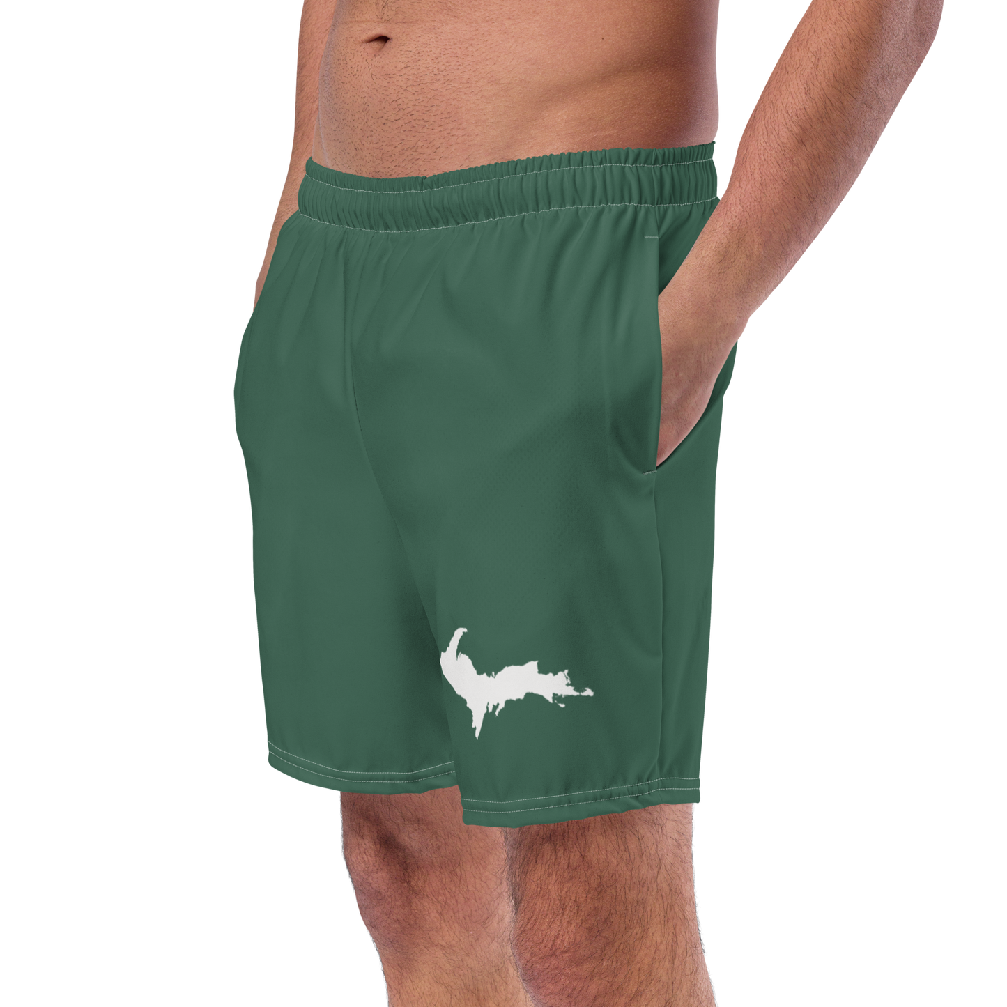 Michigan Upper Peninsula Men's Swim Trunks (w/ UP Outline ) | Ginger Ale Green