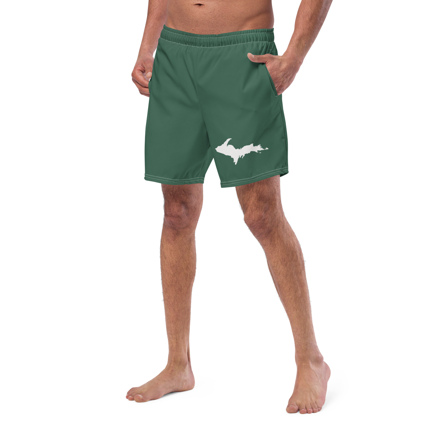 Michigan Upper Peninsula Men's Swim Trunks (w/ UP Outline ) | Ginger Ale Green