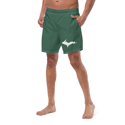 Michigan Upper Peninsula Men's Swim Trunks (w/ UP Outline ) | Ginger Ale Green