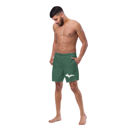 Michigan Upper Peninsula Men's Swim Trunks (w/ UP Outline ) | Ginger Ale Green