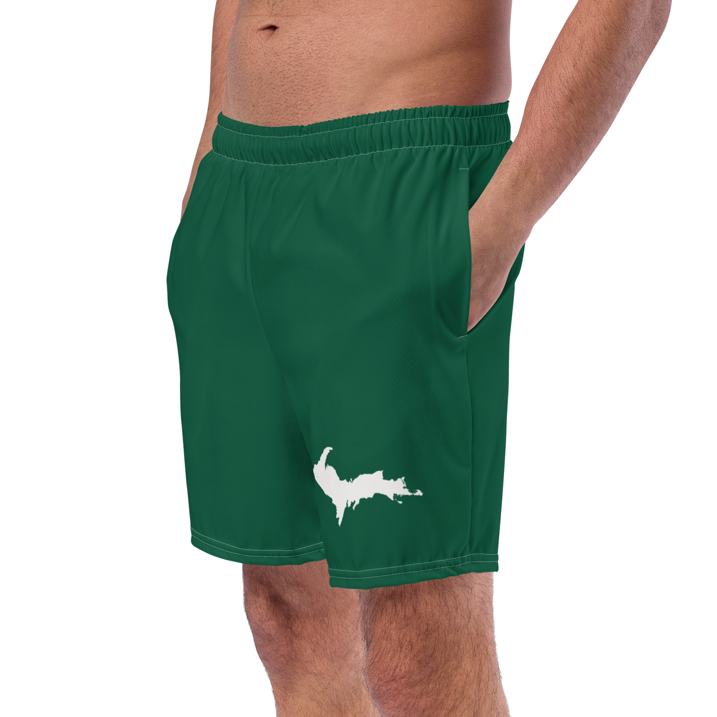 Michigan Upper Peninsula Men's Swim Trunks (w/ UP Outline ) | Superior Green