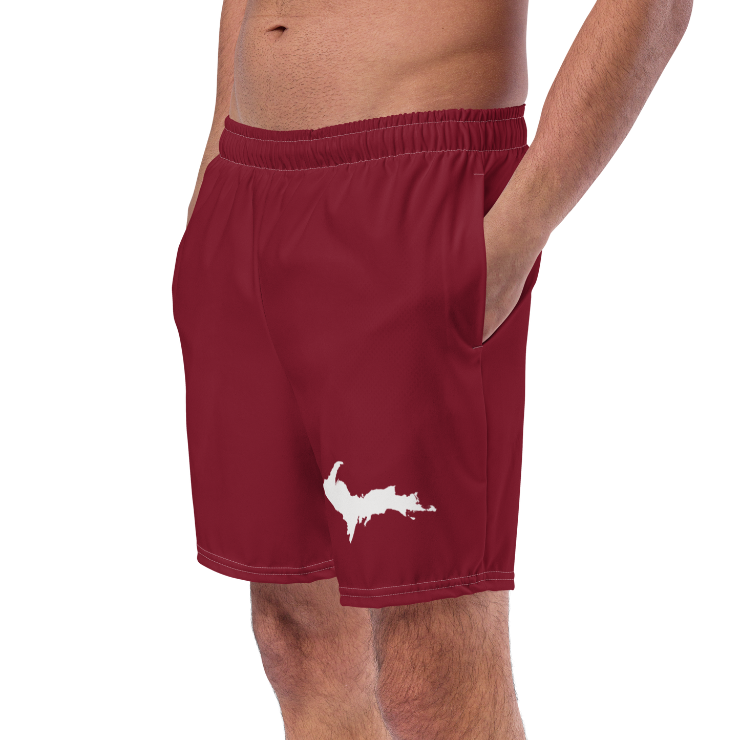 Michigan Upper Peninsula Men's Swim Trunks (w/ UP Outline ) | Burgundy