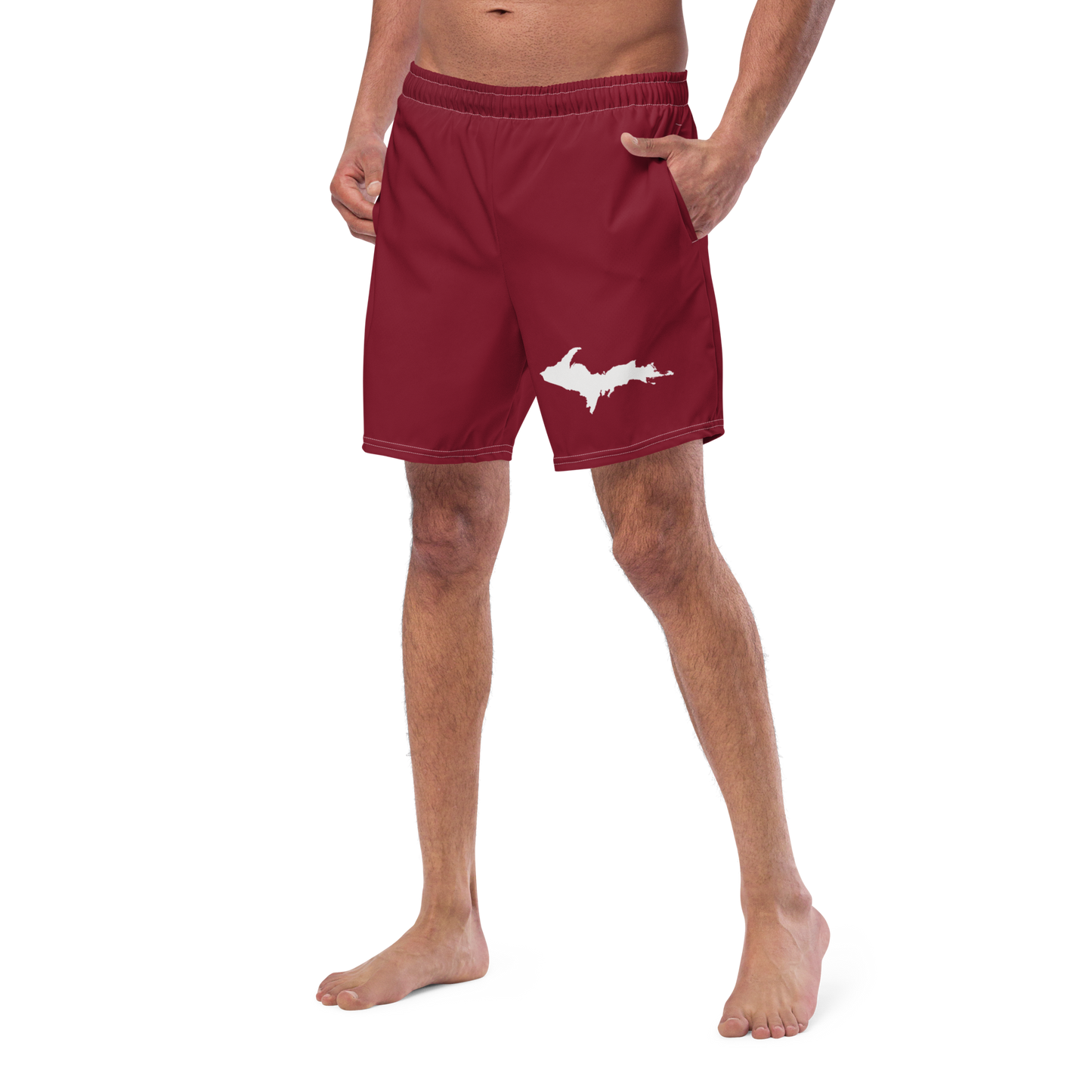 Michigan Upper Peninsula Men's Swim Trunks (w/ UP Outline ) | Burgundy