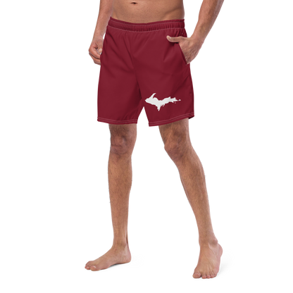 Michigan Upper Peninsula Men's Swim Trunks (w/ UP Outline ) | Burgundy