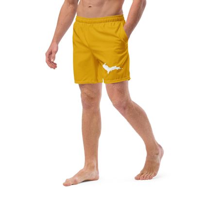 Michigan Upper Peninsula Men's Swim Trunks (w/ UP Outline ) | Gold