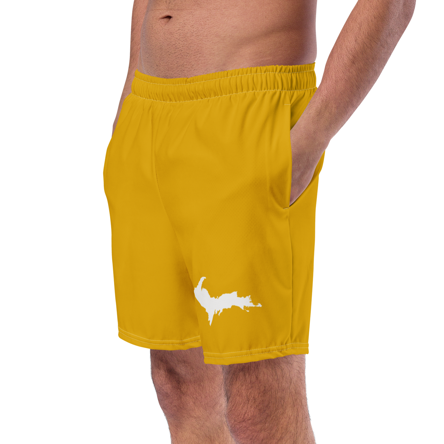 Michigan Upper Peninsula Men's Swim Trunks (w/ UP Outline ) | Gold