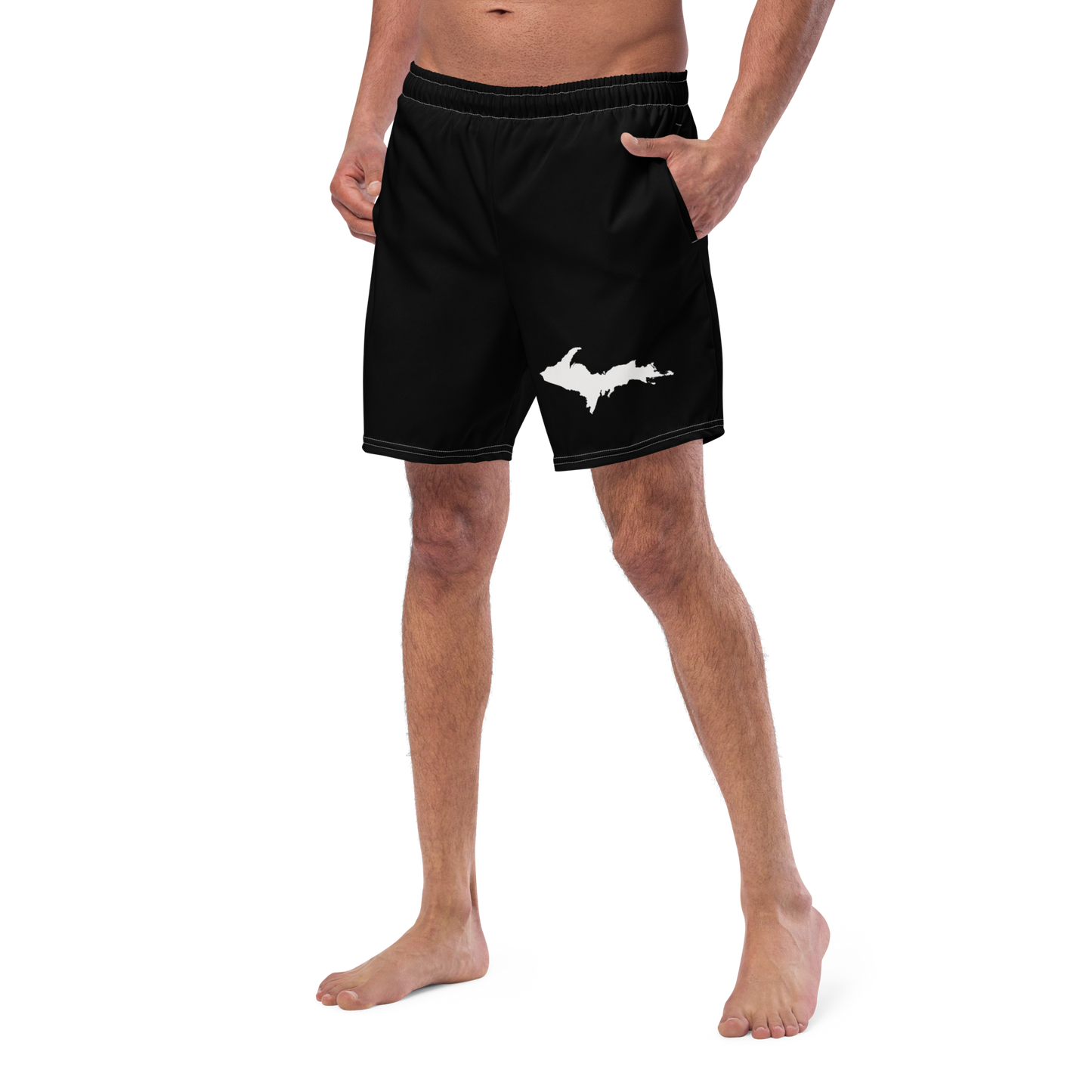 Michigan Upper Peninsula Men's Swim Trunks (w/ UP Outline ) | Black