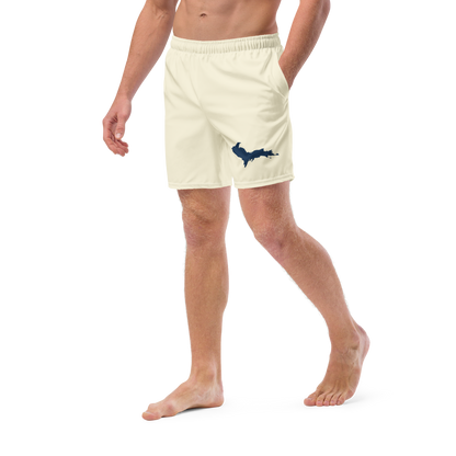 Michigan Upper Peninsula Men's Swim Trunks (w/ UP Outline ) | Ivory