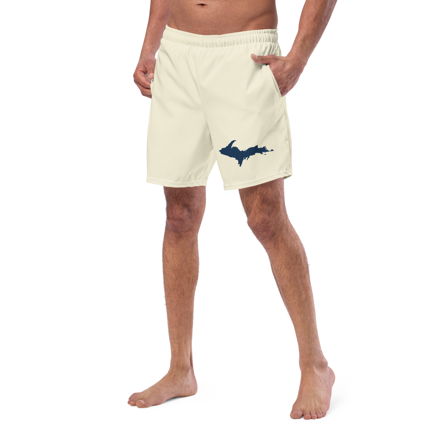 Michigan Upper Peninsula Men's Swim Trunks (w/ UP Outline ) | Ivory