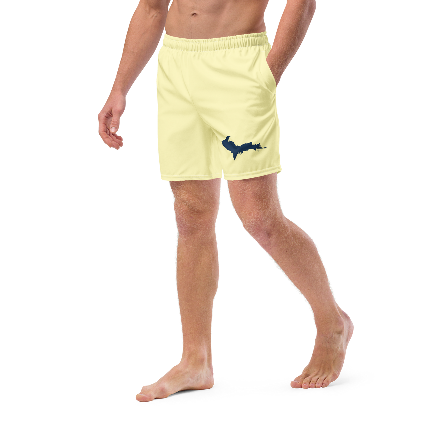 Michigan Upper Peninsula Men's Swim Trunks (w/ UP Outline ) | Canary Yellow