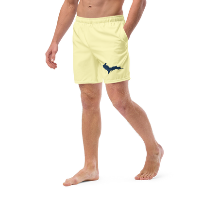 Michigan Upper Peninsula Men's Swim Trunks (w/ UP Outline ) | Canary Yellow