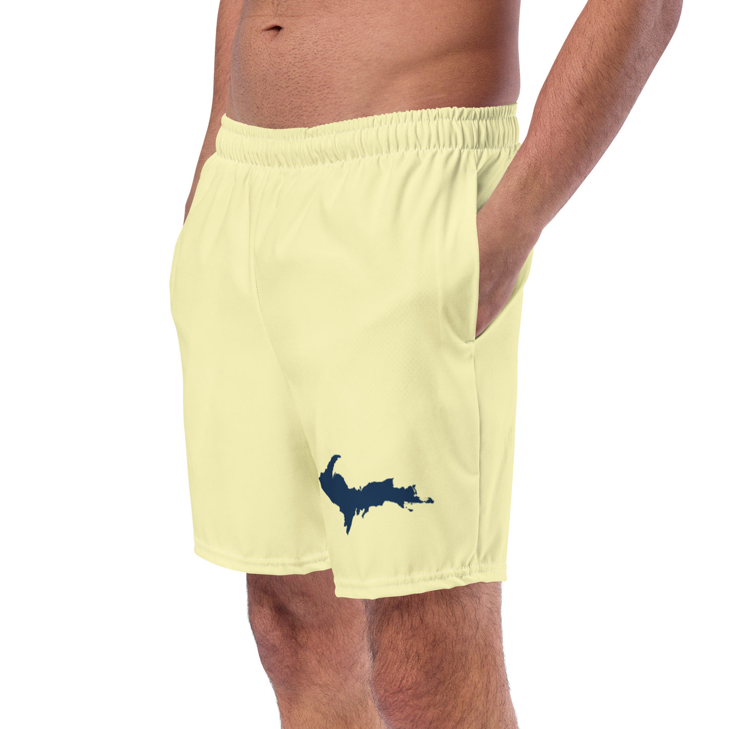 Michigan Upper Peninsula Men's Swim Trunks (w/ UP Outline ) | Canary Yellow